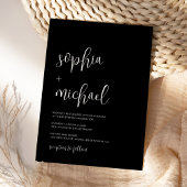 Stylish Modern Calligraphy Black Wedding Kaart