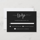 Stylish Modern Calligraphy Black Wedding RSVP Kaartje (Voorkant)