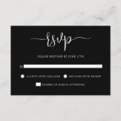 Stylish Modern Calligraphy Black Wedding RSVP Kaartje (Voorkant)