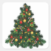 Stylish Modern Christmas Tree Custom Square  Vierkante Sticker (Voorkant)