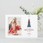 Stylish Modern Colorful Christmas Tree Photo  Feestdagenkaart (Staand voorkant)