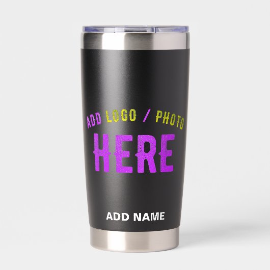 STYLISH MODERN CUSTOMIZABLE BLACK VERIFIED BRANDED GEÏSOLEERDE DRINKBEKER (Voorkant)