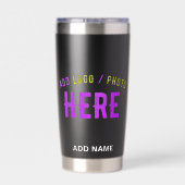 STYLISH MODERN CUSTOMIZABLE BLACK VERIFIED BRANDED GEÏSOLEERDE DRINKBEKER (Achterkant)