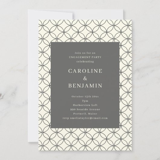 Stylish Modern Geometric Line Art Gray Engagement Kaart (Voorkant)