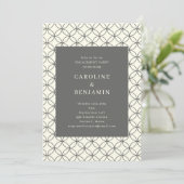 Stylish Modern Geometric Line Art Gray Engagement Kaart (Staand voorkant)