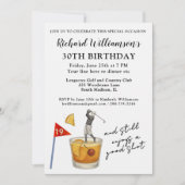 Stylish Modern Golf Humorous 30th Birthday Party Kaart (Voorkant)
