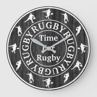 Stylish Modern Grey And White Time For Rugby Grote Klok