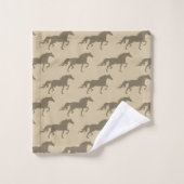 Stylish Modern Horse Silhouettes on Light Beige Bad Handdoek (Wasdoekje)