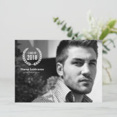 Stylish Modern Laurel Wreath Foto Afstuderen Invit Kaart (Staand voorkant)