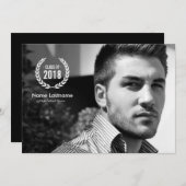 Stylish Modern Laurel Wreath Foto Afstuderen Invit Kaart (Voorkant / Achterkant)