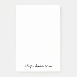 Stylish Modern Minimal White Monogram Post-it® Notes