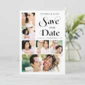 Stylish Modern Minimalist 6-Photo Collage Wedding  Save The Date (Staand voorkant)
