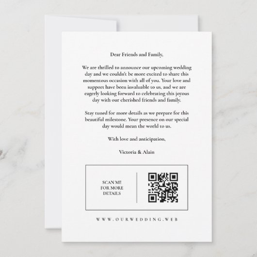 Stylish Modern Minimalist 6-Photo Collage Wedding  Save The Date (Achterkant)