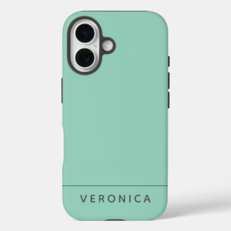 Stylish Modern Mint Green Personalized Name iPhone 16 Hoesje