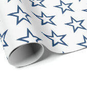 Stylish Modern Navy Blue and White Stars Christmas Cadeaupapier (Rol Hoek)