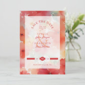 Stylish Modern Orange & Red Shades Floral Wedding Save The Date (Staand voorkant)