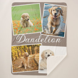 Stylish Modern Pet Dog Photo Collage Taupe Brown Sherpa Deken
