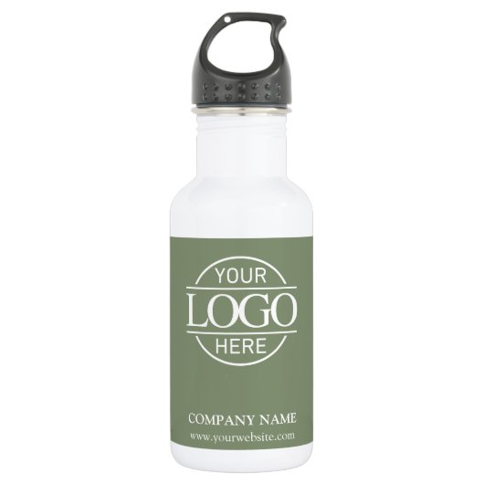 Stylish Modern Sage Green Company Business Logo Waterfles (Voorkant)