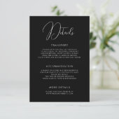 Stylish Modern Script Black Wedding Details Informatiekaartje (Staand voorkant)