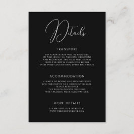 Stylish Modern Script Black Wedding Details Informatiekaartje