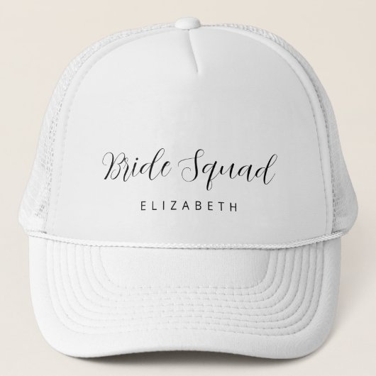 Stylish Modern Simple Bride Squad Bridesmaid Name Trucker Pet (Voorkant)