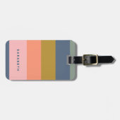 Stylish Modern Stripes Earth Tones Name Contact Bagagelabel (Voorkant horizontaal)