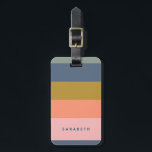 Stylish Modern Stripes Earth Tones Name Contact Bagagelabel<br><div class="desc">This luggage tag features a modern colorblock stripe design with a personalized name on the front and contact information on the back. Soft,  muted tones give it a stylish look while making bags easy to spot during travel. A practical and polished choice for suitcases,  backpacks,  and carry-ons.</div>