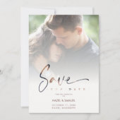 Stylish Modern Transparency Wedding 2 Photos Save The Date (Voorkant)