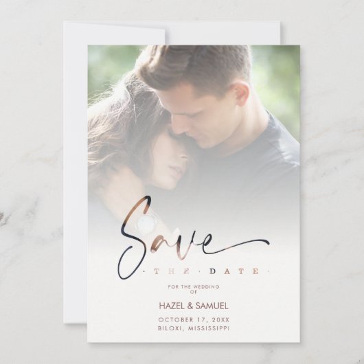 Stylish Modern Transparency Wedding 2 Photos  Save The Date (Voorkant)