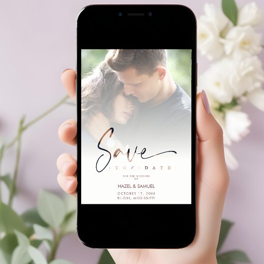 Stylish Modern Transparency Wedding 2 Photos  Save The Date