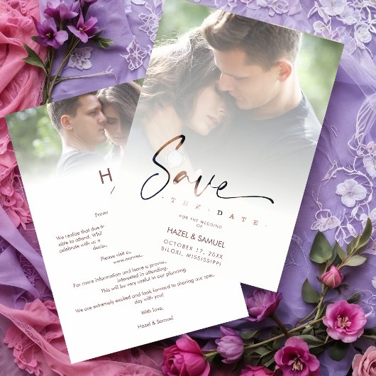 Stylish Modern Transparency Wedding 2 Photos Save The Date