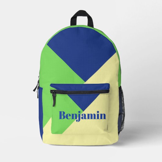 Stylish Modern Trendy Navy blue Custom Name Bedrukte Rugzak (Voorkant)