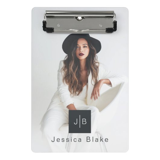 Stylish Modern Woman Entrepreneur Monogram 2 Photo Mini Klembord (Voorkant)