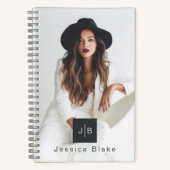Stylish Modern Woman Entrepreneur Monogram Photo Notitieboek (Voorkant)