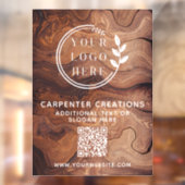 Stylish Modern Wooden Carpentry Logo QR Code Raamsticker (Vel 2)