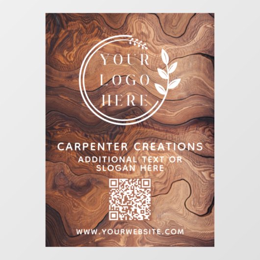 Stylish Modern Wooden Carpentry Logo QR Code Raamsticker (Vel)