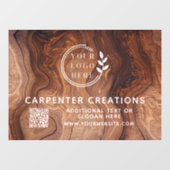 Stylish Modern Wooden Carpentry Logo QR Code Raamsticker (Vel)