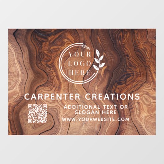 Stylish Modern Wooden Carpentry Logo QR Code Raamsticker (Vel)