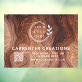 Stylish Modern Wooden Carpentry Logo QR Code Raamsticker (Vel 3)