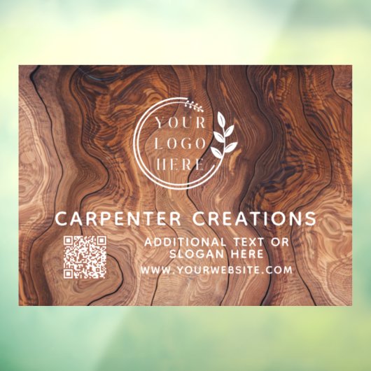 Stylish Modern Wooden Carpentry Logo QR Code Raamsticker (Vel 3)