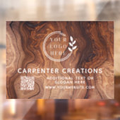 Stylish Modern Wooden Carpentry Logo QR Code Raamsticker (Vel 2)
