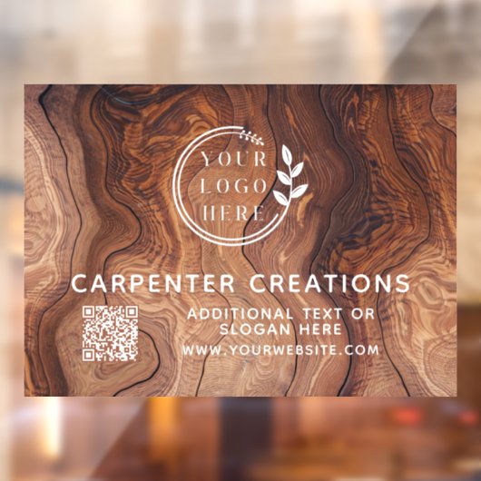 Stylish Modern Wooden Carpentry Logo QR Code Raamsticker (Vel 2)