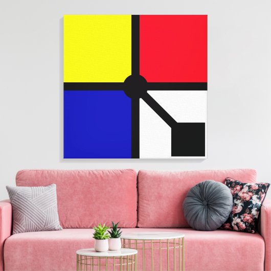 Stylish Mondrian Basic Colors Canva Canvas Afdruk (Insitu (Woonkamer))