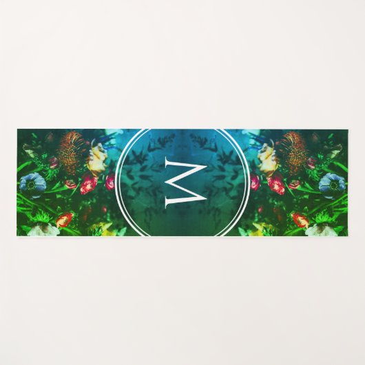 Stylish Monogram GREEN Floral Bouquet Yogamat (Voorkant (horizontaal))