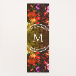 Stylish Monogram RED Floral Bouquet Yogamat