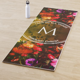 Stylish Monogram RED Floral Bouquet Yogamat