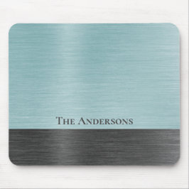Stylish Monogram Teal Grey Metallic Muismat