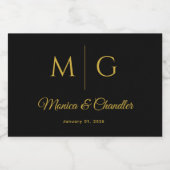 Stylish Monogram With Couple Name Black Voedselcontainer Etiket (Enkel label)