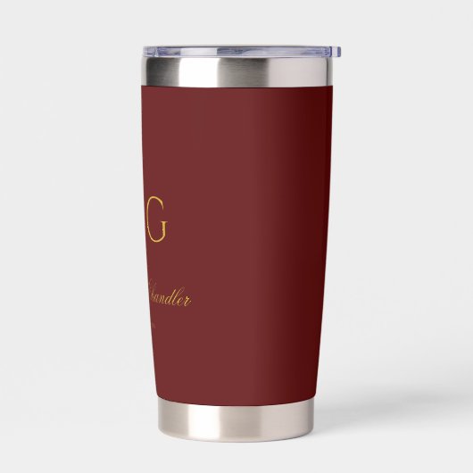 Stylish Monogram With Couple Name Maroon Geïsoleerde Drinkbeker (Links)