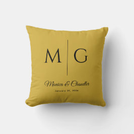 Stylish Monogram With Couple Name Metallic Gold Kussen